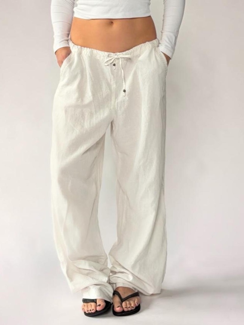 Low Rise Pants Linen Medium Vintage America
